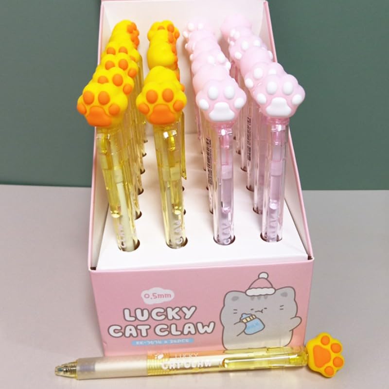 Cute cat paw fine indigo Stylish cat paw cute writing ballpoint easy to write school pen, 0.5mm line, erasable, ink, 2-pack. pen, animal-themed