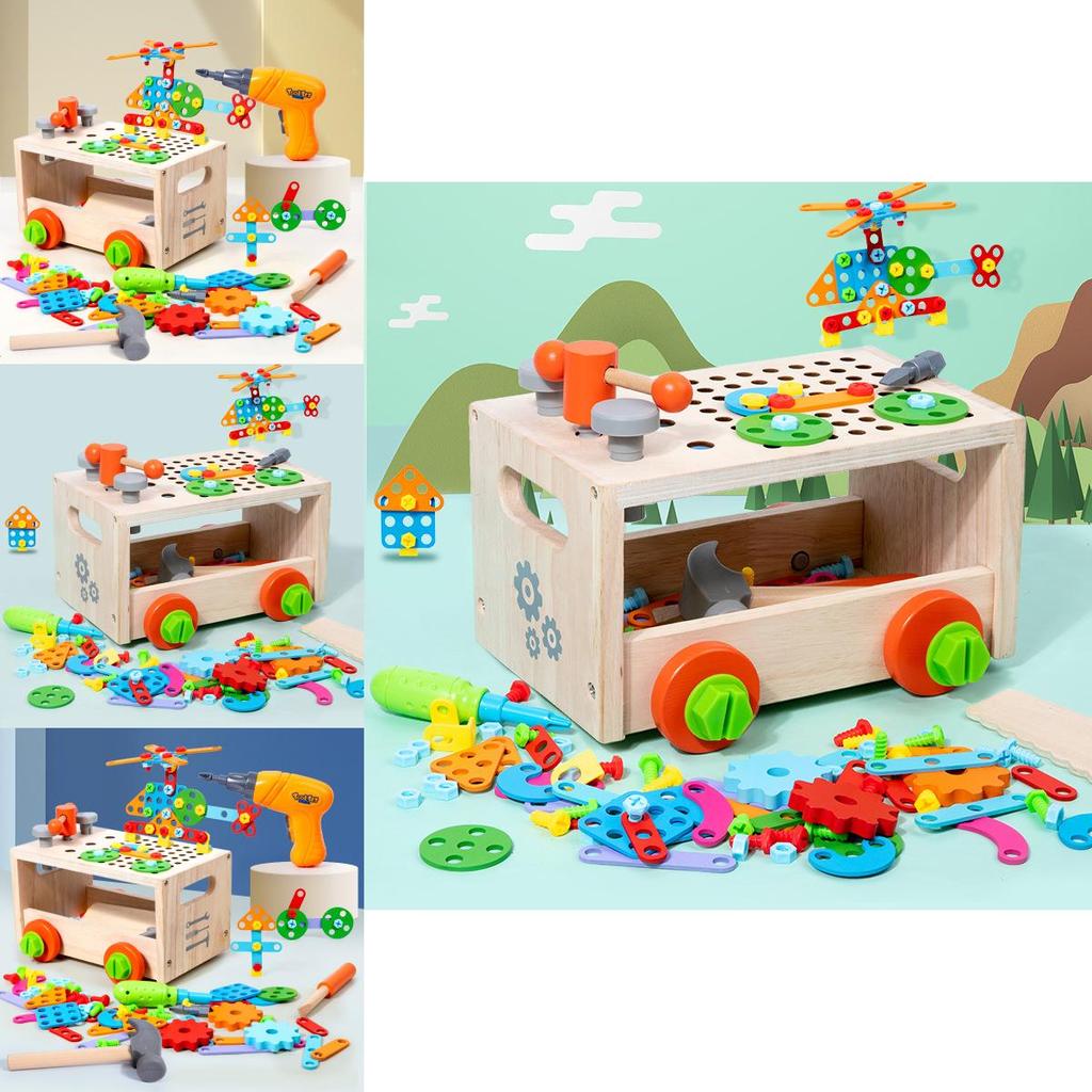 Wooden Screw Toy Set For Boys With Nut Assembly And Hand Tool Play