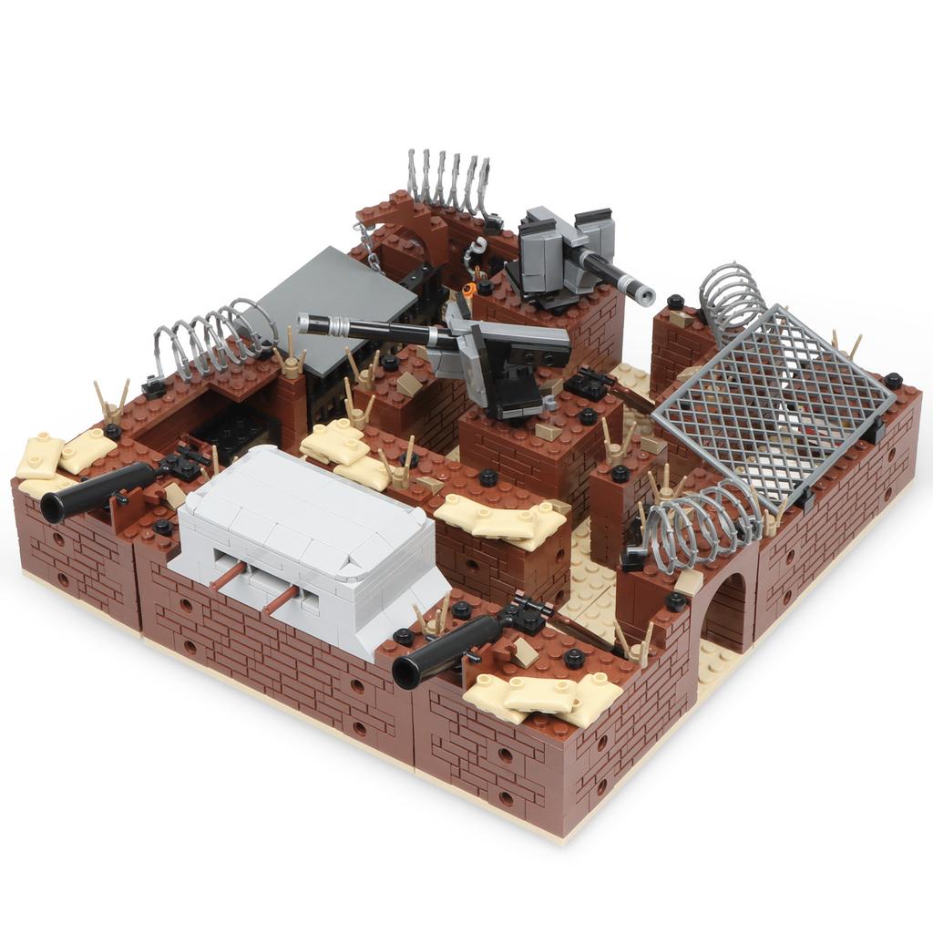 Kit de Briques de Construction Ruines de Tranchées Militaires Seconde Guerre Mondiale Soldats Figures d'Armée Scène de Guerre Blockhaus Armes Champs de Bataille Briques Jouets Garçons