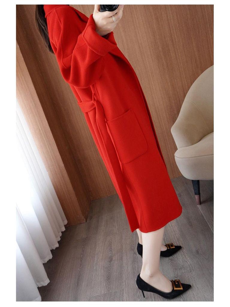 Women's Plus Size Double-Sided Wool Overcoat, Long Loose Fit (Autumn/Winter 2025)