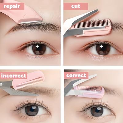Karsyngirl 1 Set Augenbrauen-Trimmesser Augenbrauen-Gesichtsrasierer für Frauen Augenbrauenschere mit Kamm Brauen-Trimmer Schaber