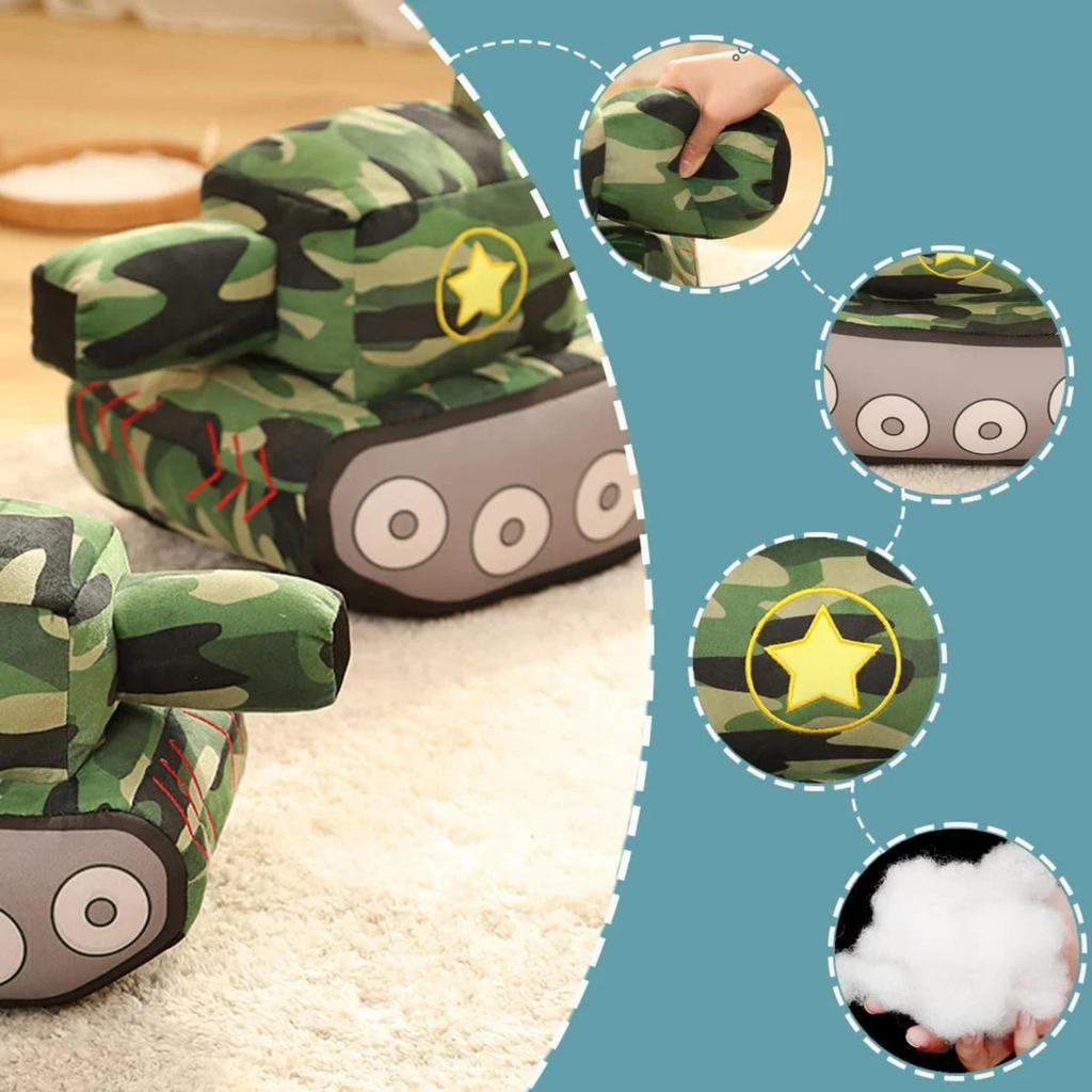 Tank Car Plush Pillow Cartoon Camouflage Tank Stuffed Truck Toy Simulation Tank Plush Doll Gifts