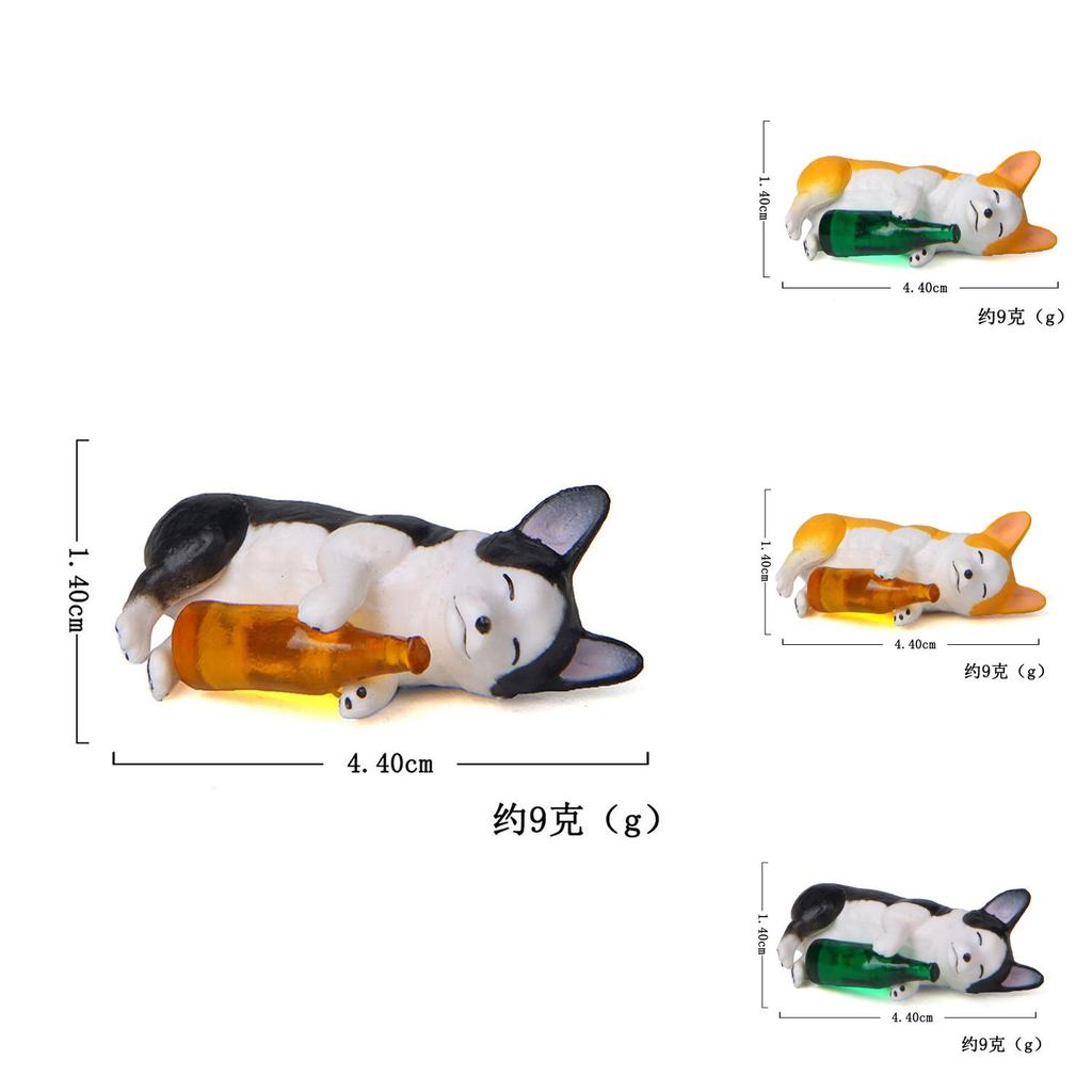 Cute Cartoon Corgi Husky Holding Bottle Mini Model For Gift Giving And Collection