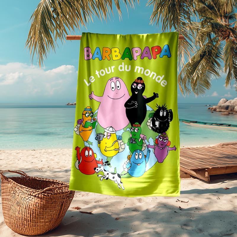 Ultra-Soft Beach Towel with Barbapapa Theme,Ideal for Pool - Camping, Diving - Perfect Travel Essential, Vibrant Beach Towel.