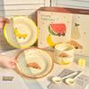 Ru Han Ceramic Underglaze Fruit Croissant 10-Piece Dinner Set