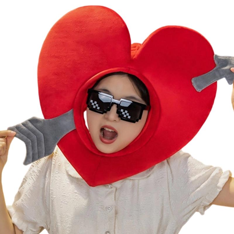 Plush Cupids Arrows Heart Headgear with Glasses Set Valentine Day Costumes Halloween Cosplay Costume Photo Props Unisex 1