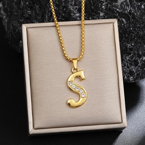 Nový 26 diamantový náhrdelník s anglickými písmeny pro muže a ženy, trendy a kreativní náhrdelník s přívěskem osázeným diamanty