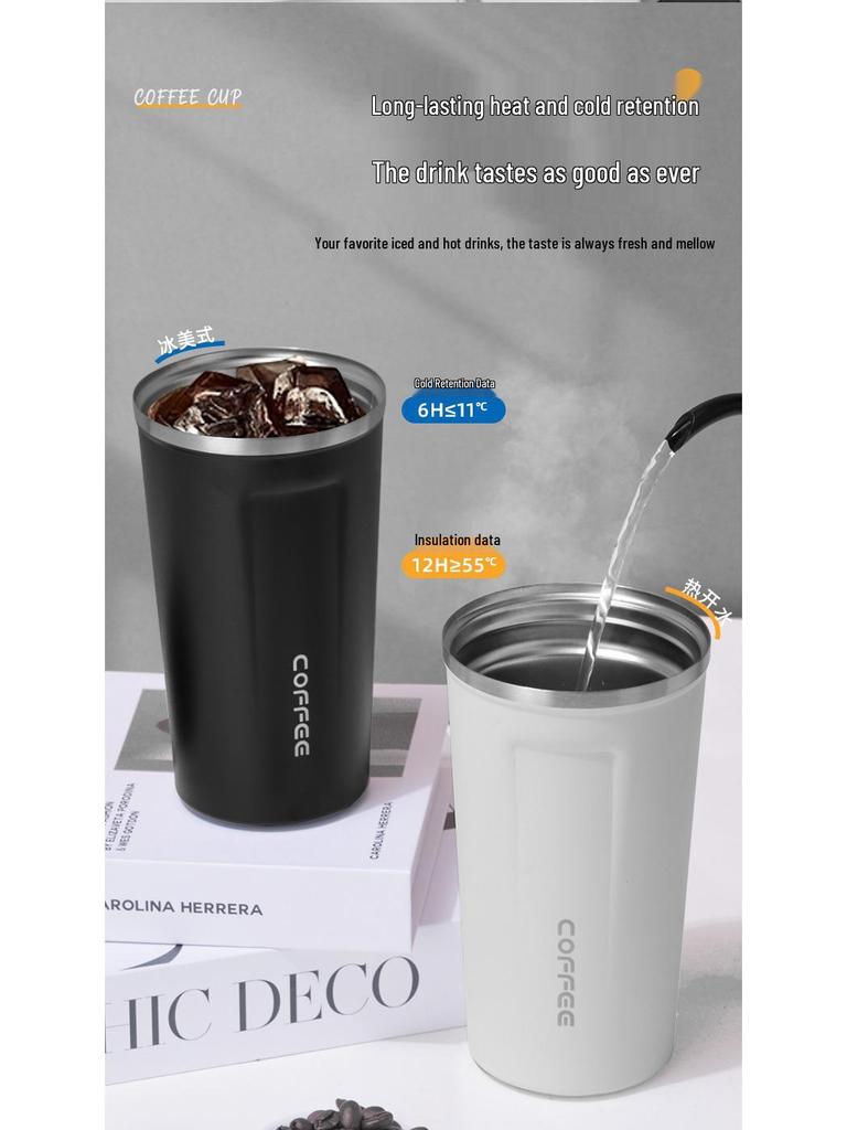 Insulated Stainless Steel Coffee Cup with Smart Temperature Display and Lid - Portable Gift for Men and Women