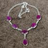 Red Jade Gemstone Handmade 925 Sterling Silver Jewelry Necklace 18" KKG-394