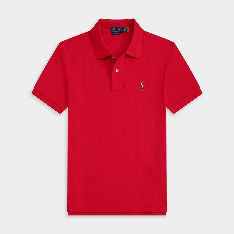 Pánské letní polo tričko s krátkým rukávem, vyšívané, texturovaná bavlna, golfové tričko