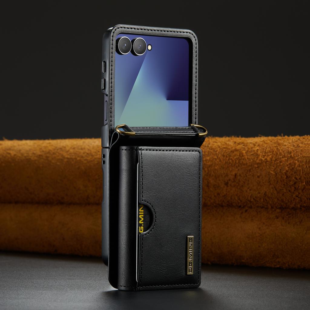 Retro Auto Leather Phone Case for Samsung Galaxy Z Flip 7 Flip6 RFID Blocking Hinge Protection Buckle Card Holder Wallet Cover
