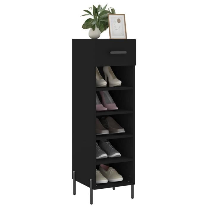VidaXL Armoire à chaussures noir 30x35x105 cm bois d'ingénierie 829685