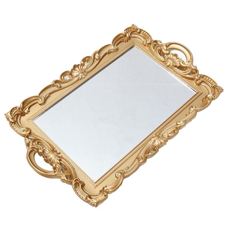 Specchio da Ingresso Corridoio con Cornice in Plastica da Appendere Ingresso Specchio da Parete Leggero per Sopra il Lavandino Vassoio Rettangolare Dorato