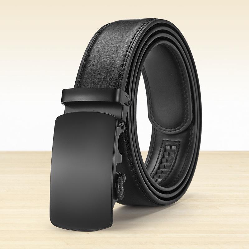 Men's Genuine Leather Belt - Automatic Buckle, Casual Fashion, Business Trousers Style.