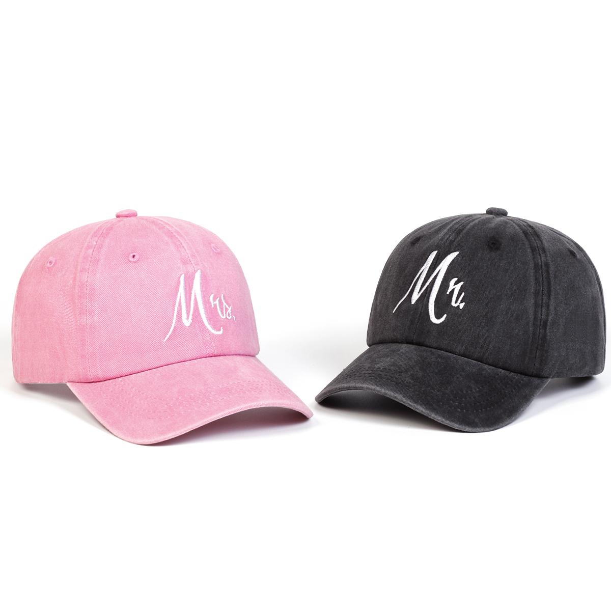 

2Pcs/Set Letter Embroidery Couple Baseball Cap Outdoor Adjustable Sunscreen Leisure Hat Spring Autumn Travel Tourism Vacation