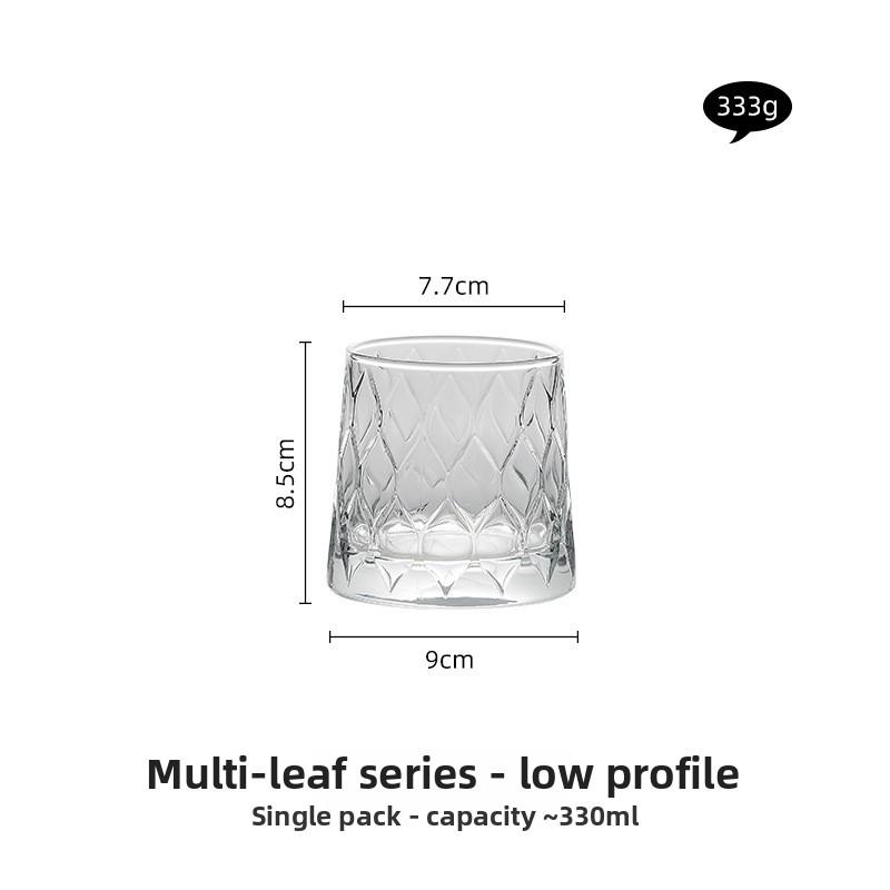 

Elegant Cut Leaf Design Glass Cup Set for Home Bar Use Whisky Cocktail Juice Beverage Drinking CrystalClearMultipurposeDrinkware 301-400ml