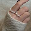 VENTFILLE 925 Sterling Silver Pearl Ring for Women Geometry Bead Adjustable Design Temperament Trend Jewelry Gift Dropshipping
