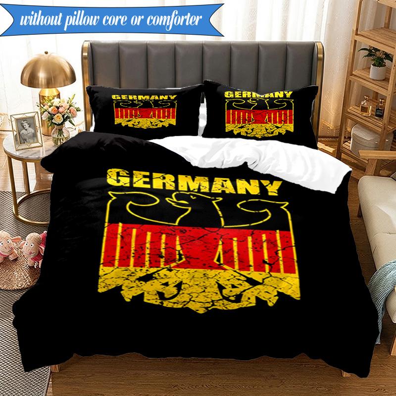 3PCS Germany Coat Of Arms Design Bedding Set 2D Printing (Includes 1 Duvet Cover + 2 Pillowcases Coreless), Bedroom decor,Fan gift