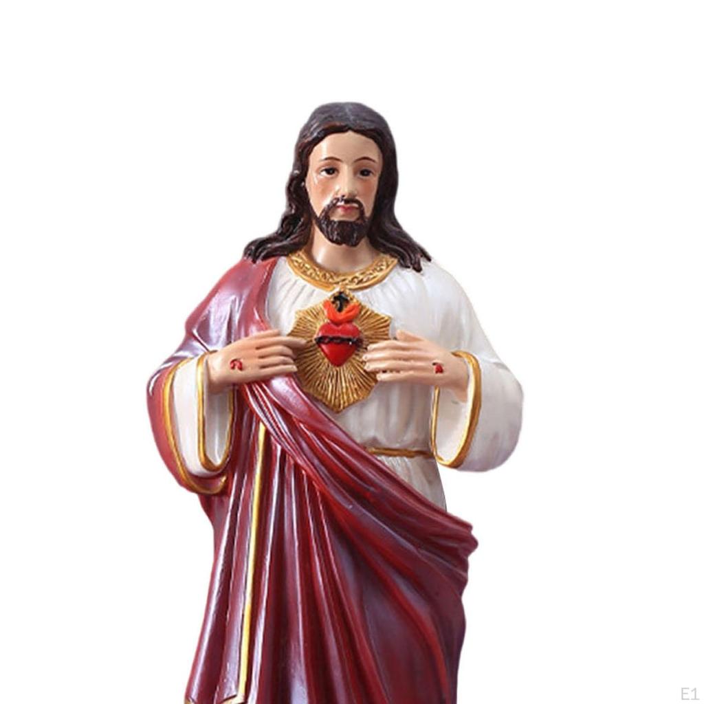 Sacred Heart Jesus Statue Figurine Decorative Resin for Home Altar Decor Bedroom Desk