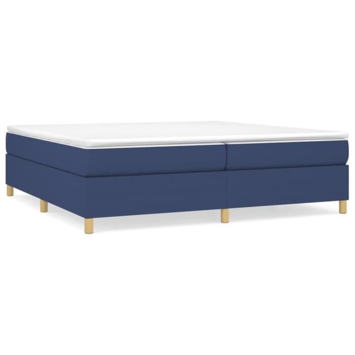 3144552 vidaXL Lit à sommier tapissier avec matelas Bleu 200x200 cm Tissu