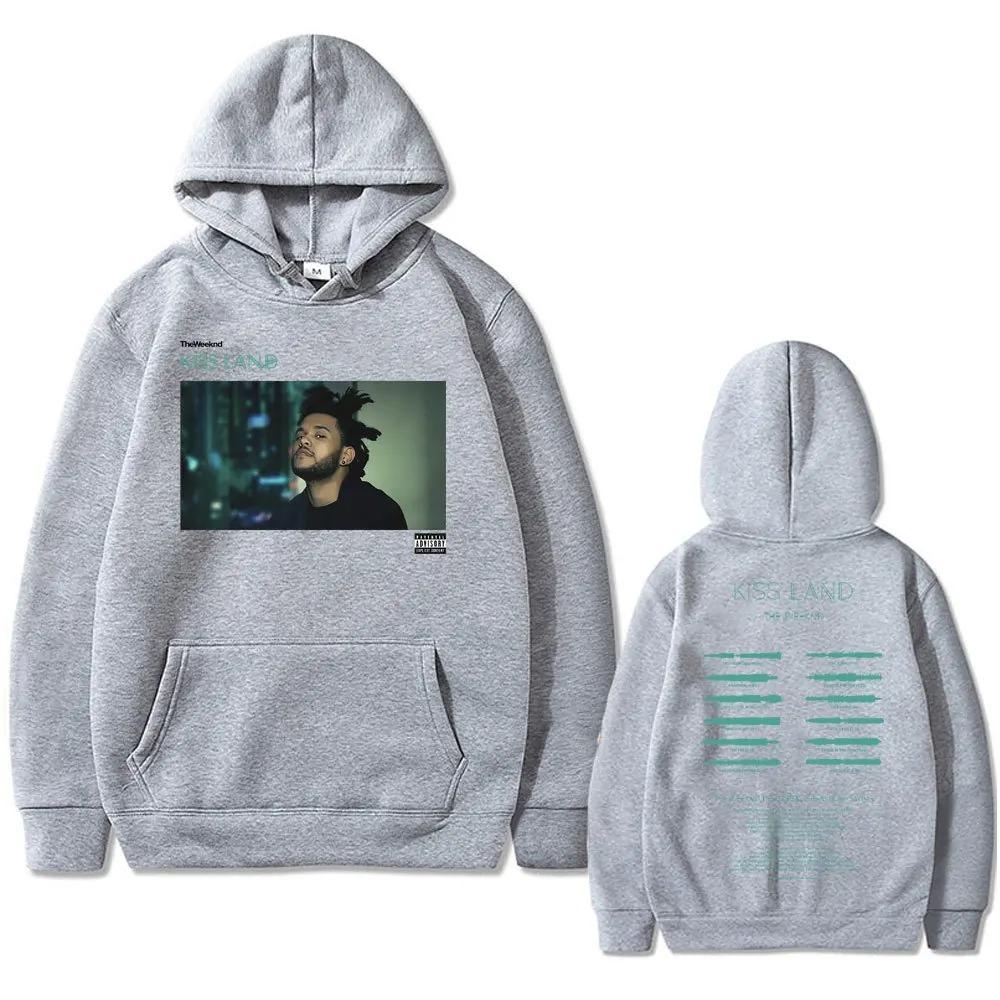Fashion Streetwear Sportwear Weeknd Kiss Land Double Sided print men‘s Autumn fleece Hoodie Long Sleeve clothes