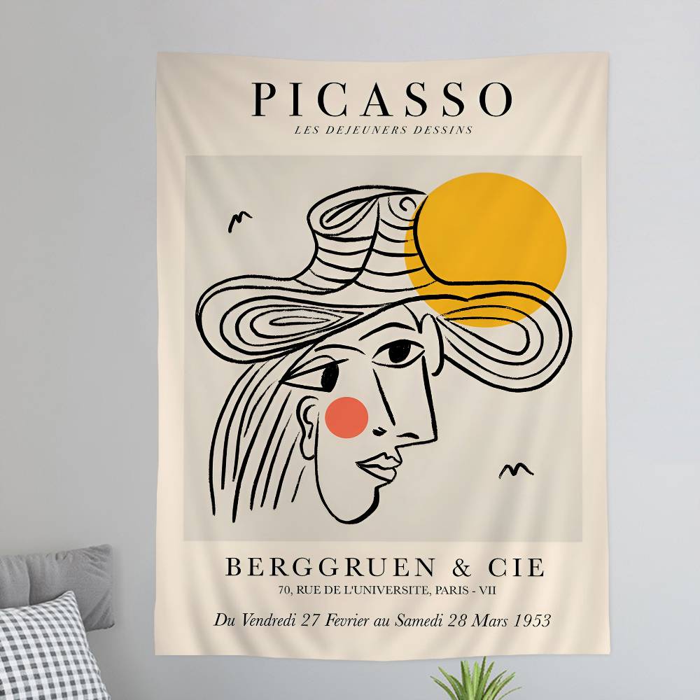PPicasso Woman Anime Tapestry Hippie Flower Wall Carpets Dorm Decor Wall Hanging Home Decor