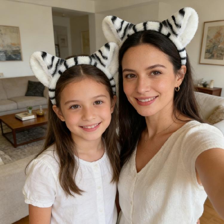Halloween Animal Fancy Costume Kit Accessories Zebras Costume Set with Zebras Ears Headband Bowtie Tail 1/3Pcs