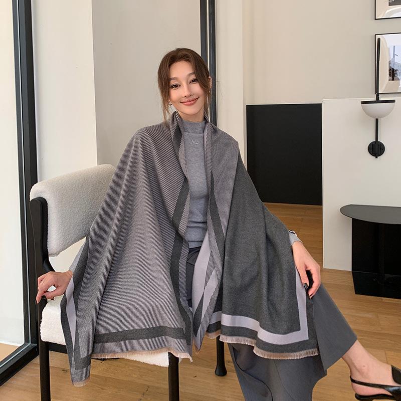 Autumn and Winter New Line Geometric Warm and Versatile Imitation Cashmere Scarf Women's Fashion High End Casual Shawl