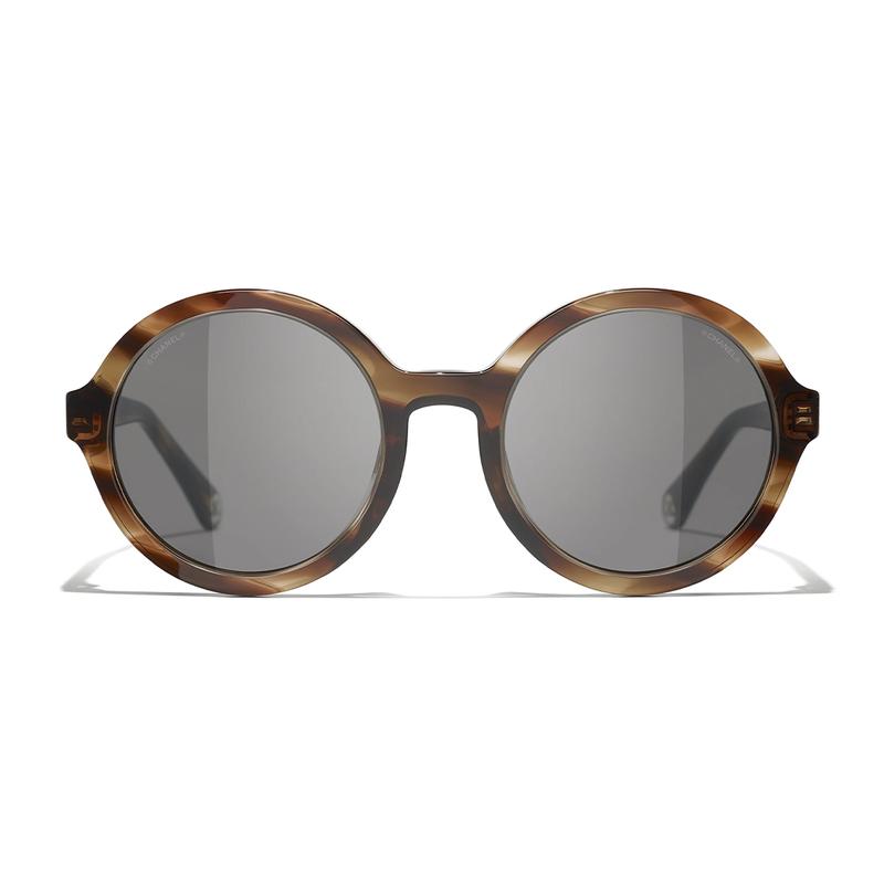 Chanel Okulary przeciwsłoneczne okrągłe z logo świątyni, unisex, styl dla par, brązowe