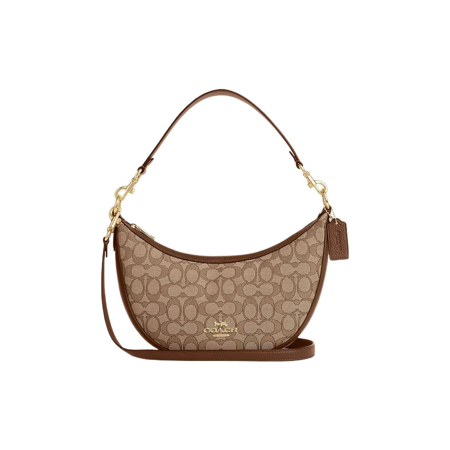 

Coach Aria Shoulder Bag 26 Classic Monogram Hardware Zipper Closure Leather Crescent Bag Medium Women shoulder bag Brown CO997-IMVGB Basic Set (Bag+Dust Bag)