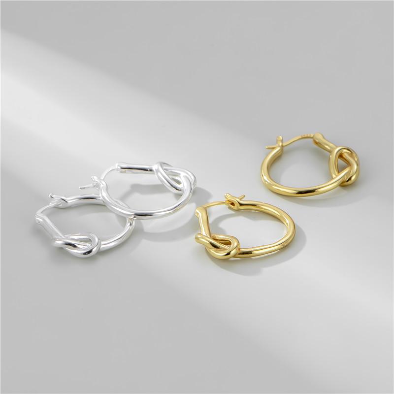 Korean Style S925 Sterling Silver Knotted Rope Ear Cuff Earrings