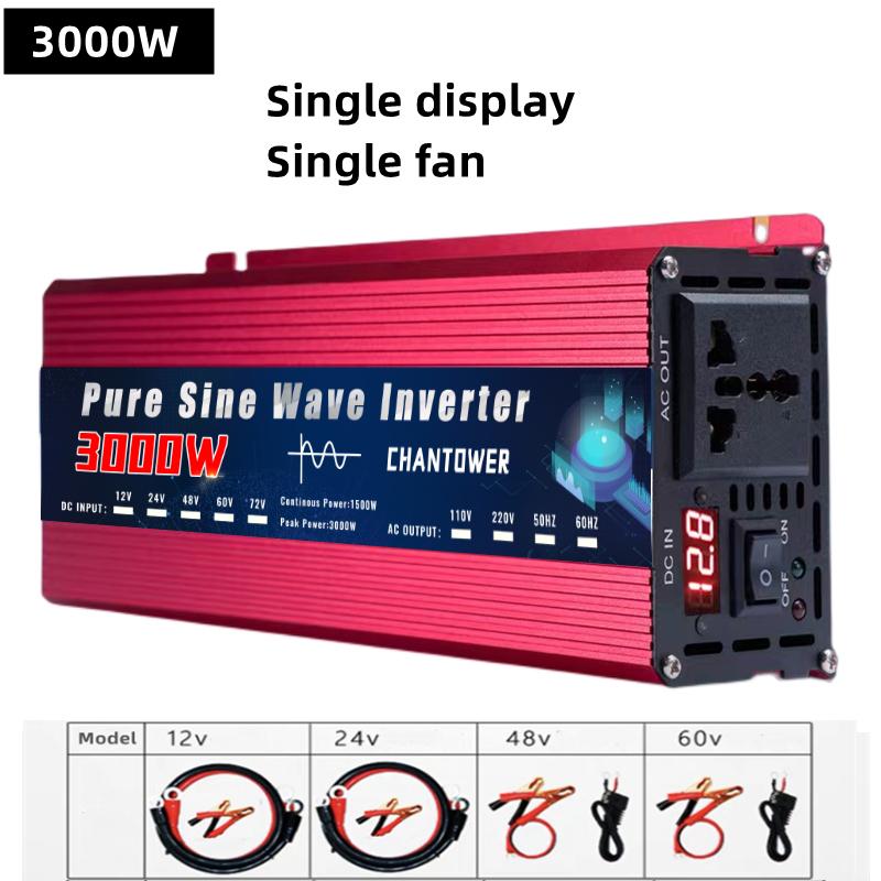 Pure Sine Wave Inverter DC 12V/24V/48V/60V/72V To AC 220V/110V 1000W 2000W 3000W 4000W 5000W Power Converter Car Solar Inverter
