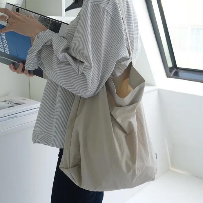 Lucky daily bag ( beige ) Nylon bag Eco bag Plain eco bag