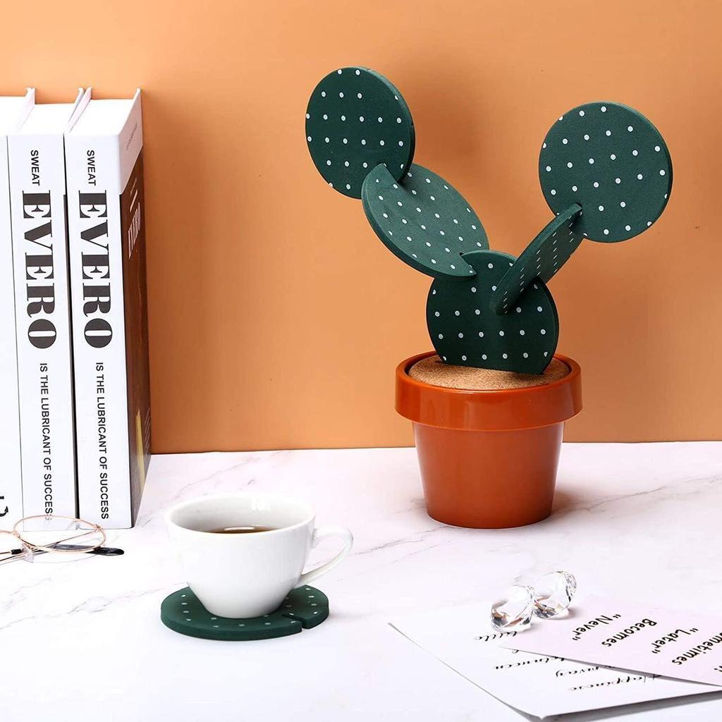 Creative DIY Cactus Coaster: Non-Slip Insulation Tea Mat & Multifunctional Desktop Ornament