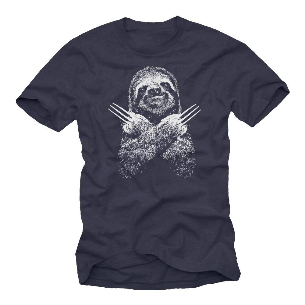 Sommer Makaya Lustiges Tier-T-Shirt für Herren Cooles Faultier-Geschenk Schwarzes Herren-T-Shirt mit Rundhalsausschnitt und kurzen Ärmeln
