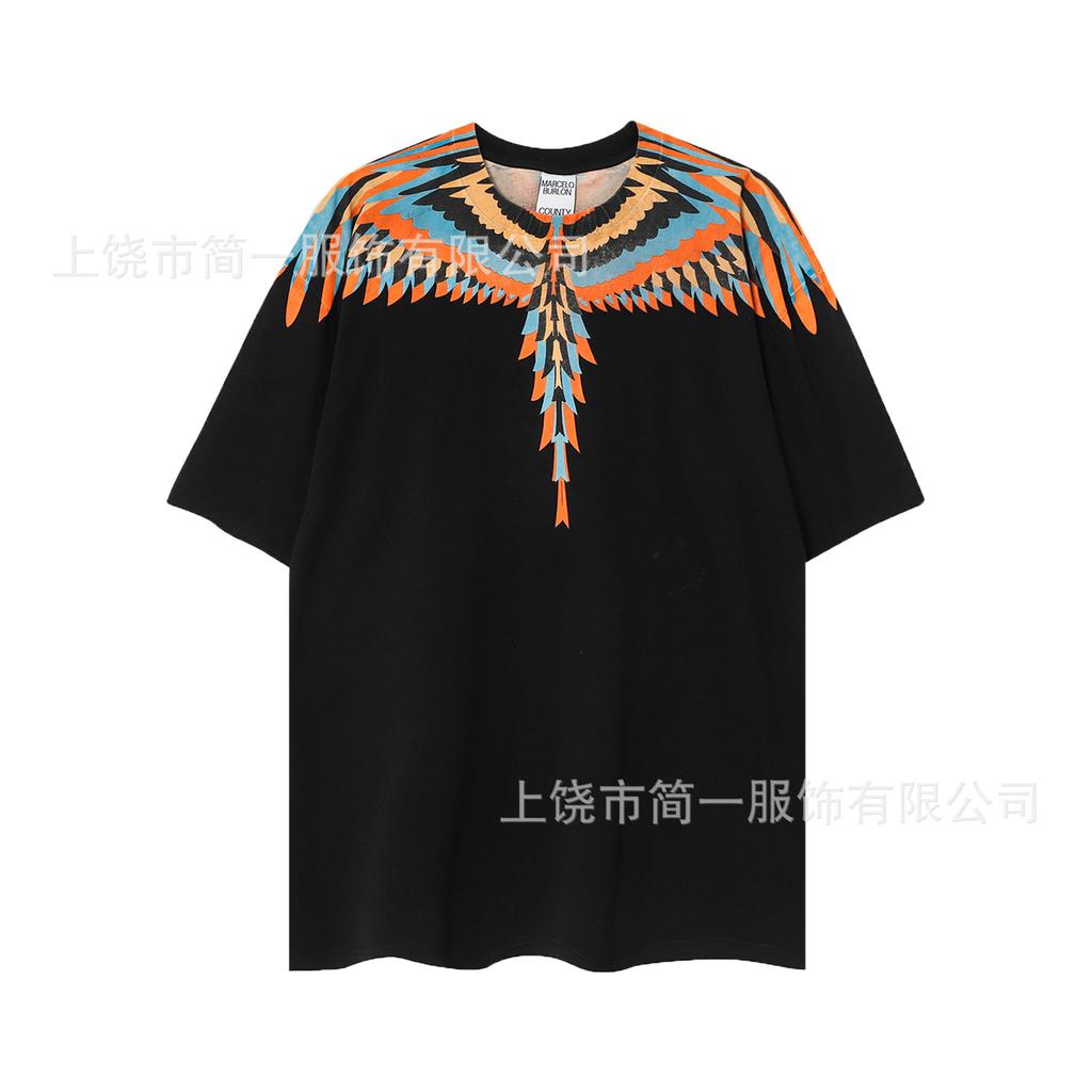 Summer Men's and Women's Same Fashion Trend T-shirt Personalized Trend Wing Printing Comfortable and Simple