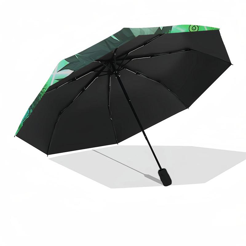 1pc My Hero Academia Green Aura Automatic Opening Closing Umbrella Portable 3-Fold Design, 8-Bone Iron Frame Outdoor Umbrella, Perfect Gift for Fans,