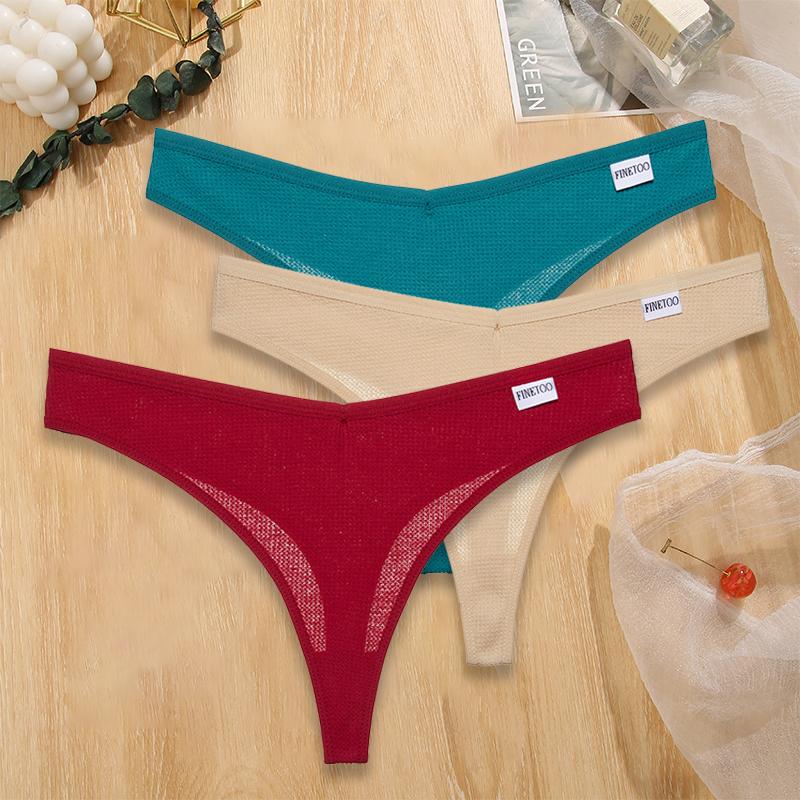 

3 шт./компл. Стринги Вафельный хлопок Женское нижнее белье Сексуальные трусики Женские трусики Тонг V-образная талия Трусики Кружевное белье XL&Set