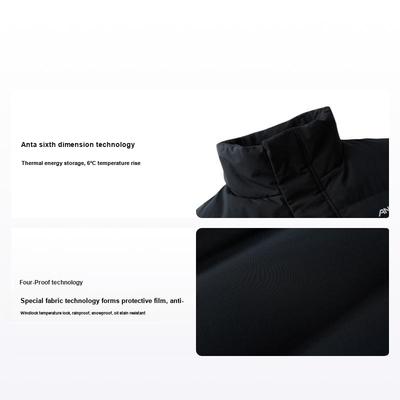 Three-Layer Quick Warm Four-Defense Technology Waterproof Windproof Oil-Resistant Stand Collar Down Jacket Men Outerwear Basic-Black 952547928-1