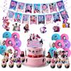 K Pop Demon Hunters Party Paper Plates Cups Napkins Set With Balloons For Birthday Celebration