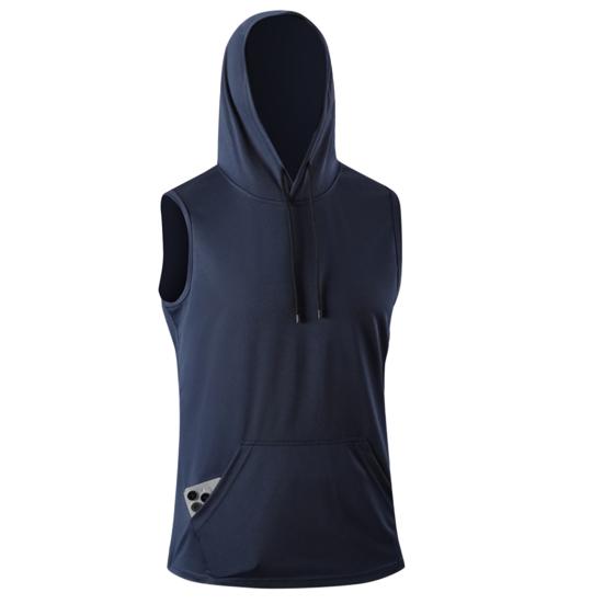 

Мужской жилет с передним карманом, капюшоном, дизайном, веревочным покрытием, без рукавов, повседневный дышащий топ для дома и спортзала, уличная одежда XL темно-синий