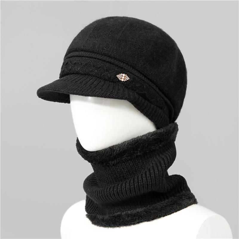 Kaninchenfell Strickwollmütze Kinder Herbst und Winter Vielseitig Winter Warm Kaltmütze Schirmmütze