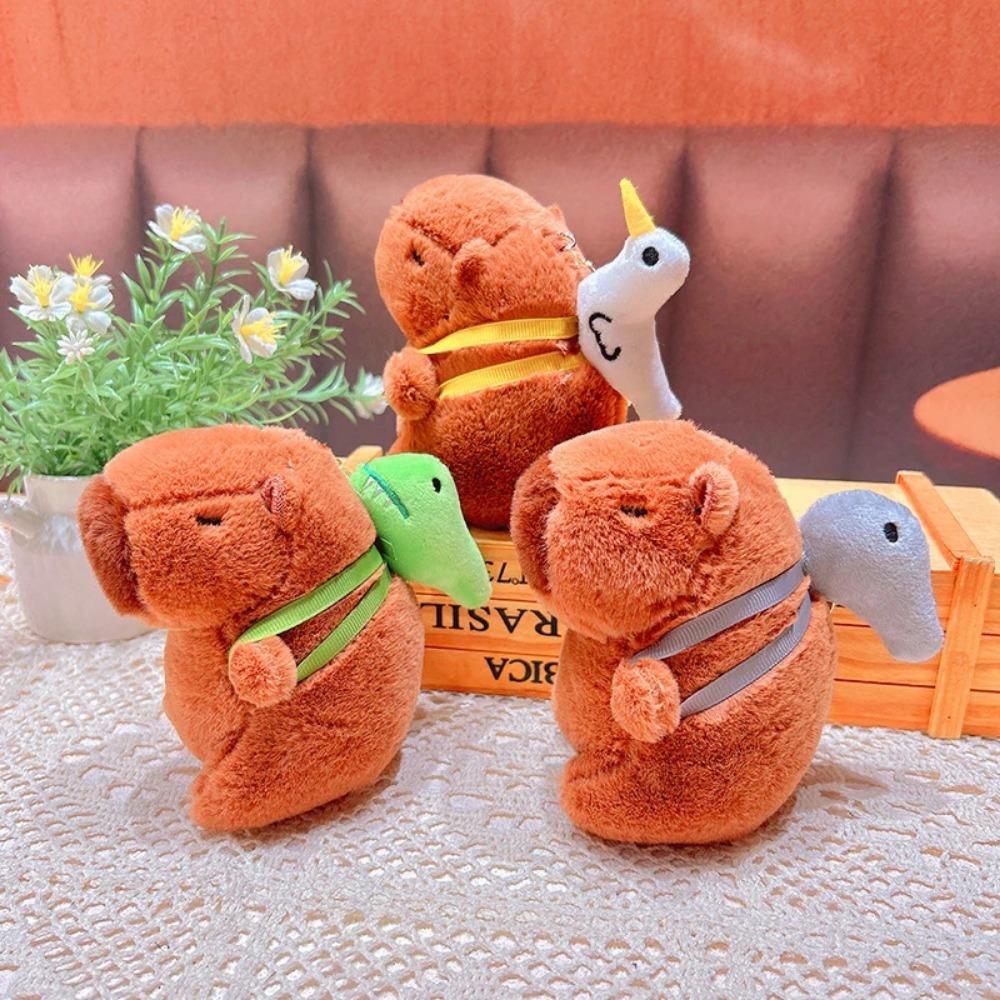 peluches Capybara Plush Keychain Bag Pendant Hanging Decoration Cute Stuffed Doll Toy Desktop Doll Ornament Car Keyring Kid Gift