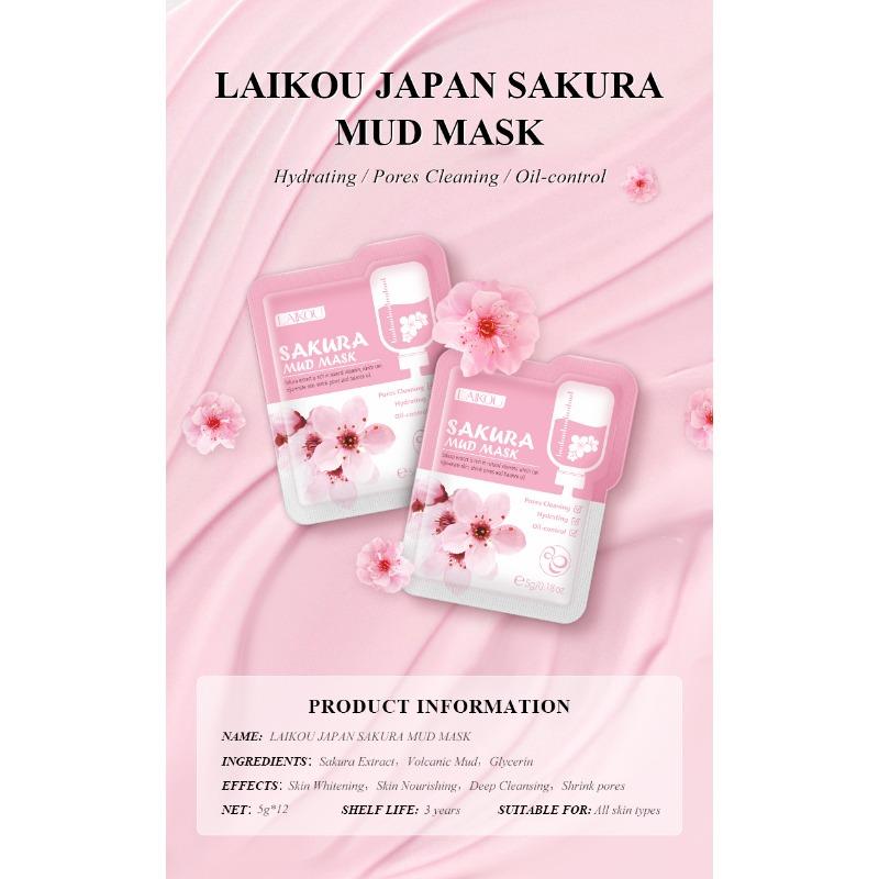 Sakura Mud Mask Cleaning Bahenní maska na obličej Základní produkty pro péči o pleť Hluboce hydratační a olejová maska Čištění obličejové masky