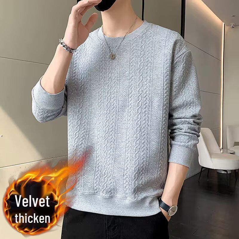 Nouveau sweat à capuche chaud uni à col rond pour homme, casual, haut de gamme, doublé de velours, pour l'automne et l'hiver