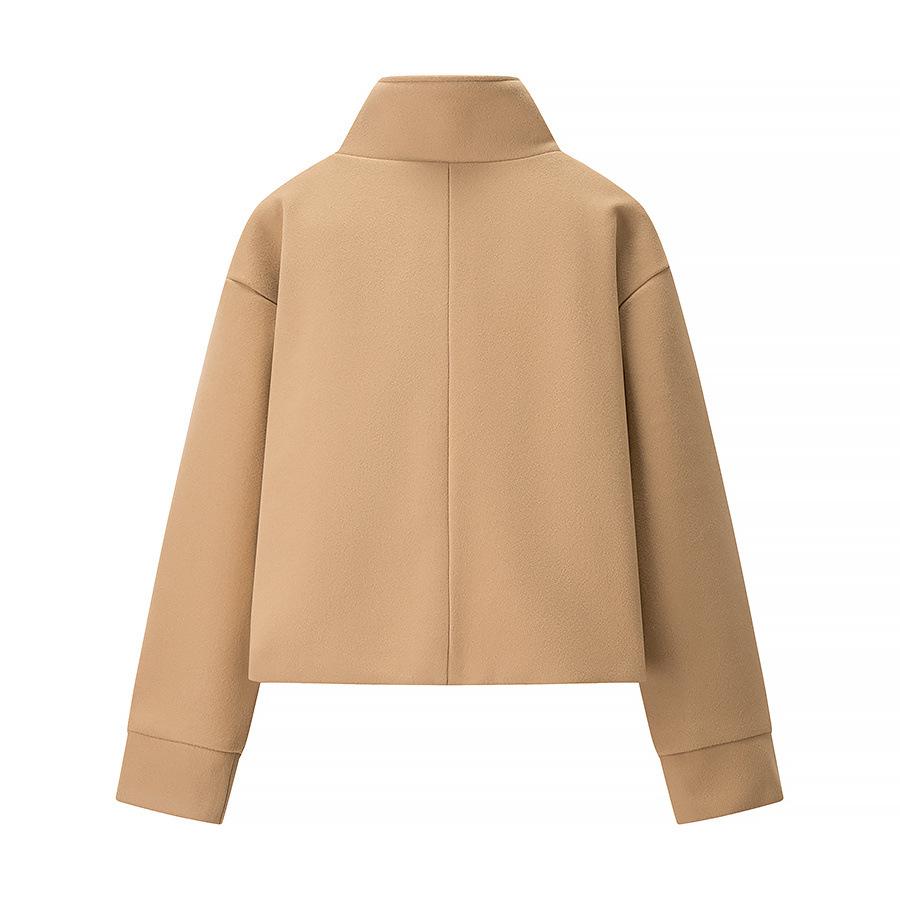 Women's Faux Suede Button Jacket Oversized Gathered Hem Short Length Coat Casual Vintage Outerwear With Pockets