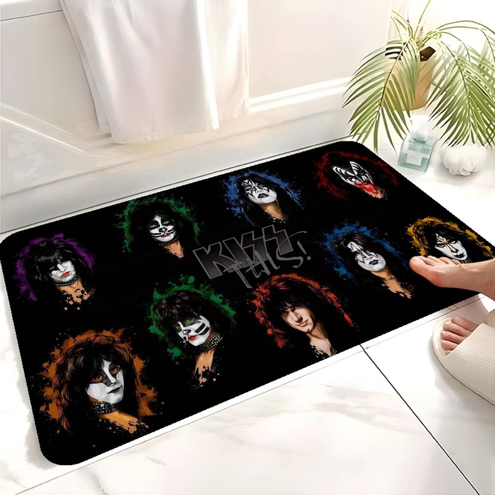 K_Kiss Band Hallway Carpet Washable Non-Slip Living Room Sofa Chairs Area Mat Kitchen Doormat Area Rug