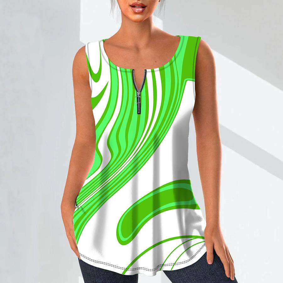Dámská móda Košile s výstřihem do V Ležérní topy Tričko Dámské 3D svěží barevné schéma Potisk Vesta Halenka velké velikosti bez rukávů Tílka