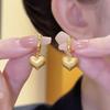 Gold Love Brushed Ear Buckle Temperament Simple and Versatile Design Sense Earrings Light Luxury Fashion Earrings Niche High Sense