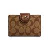 New COACH Corner Zip Canvas With Leather Clutches Wallets Medium Size Women's Brown C0082-IME74